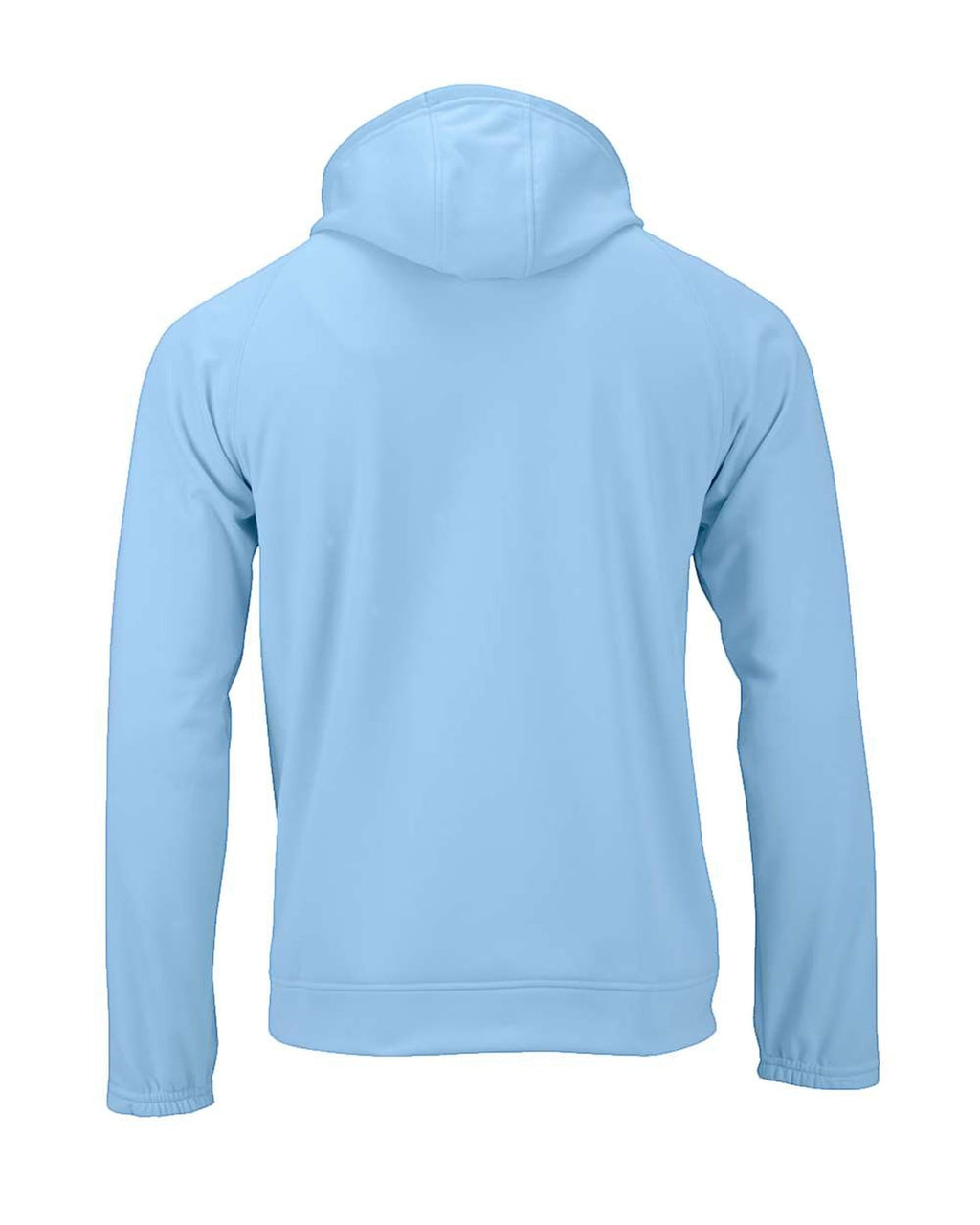 CULTUR blue mist microfiber performance polyester hoodie with raglan sleeves and adjustable hood. Minimalist streetwear for men and women.