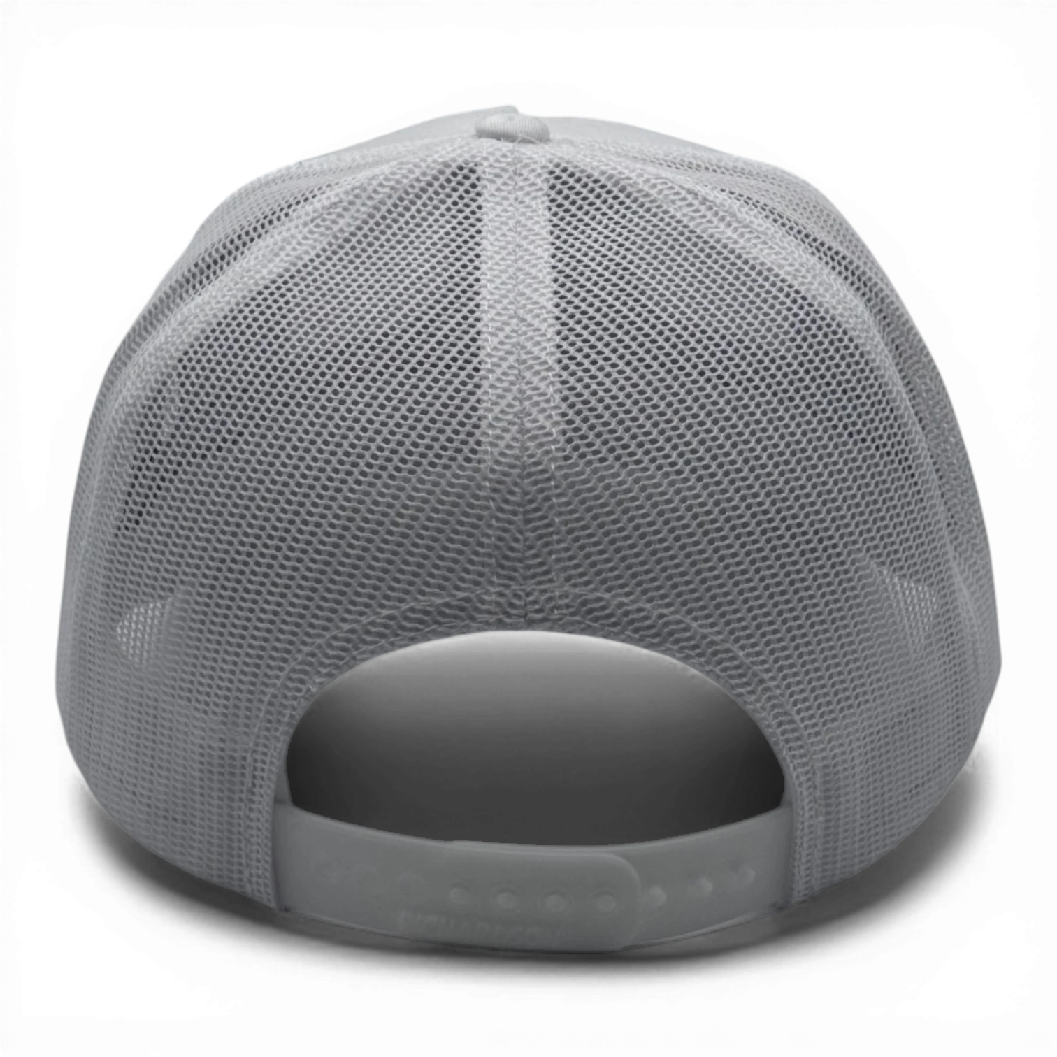 CULTUR Tuna Trucker Hat, grey mesh back with adjustable snap closure. Designed for coastal living and sun protection.